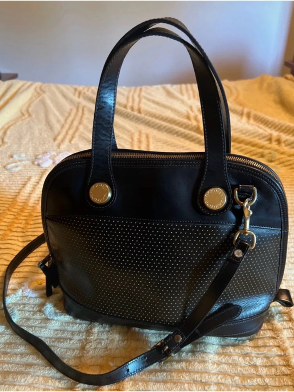 Dooney and Burke Vintage Cabriolet Leather Perforated Dome Satchel